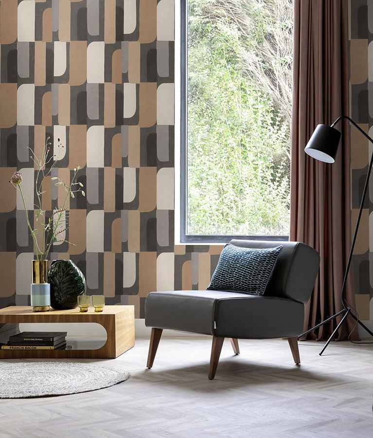 Derain Charcoal Geometric Wallpaper - York Wallcoverings - RH330533 - York Wallcoverings Wallpaper