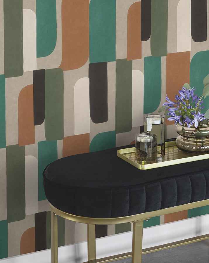 Derain Green Geometric Wallpaper - York Wallcoverings - RH330526 - York Wallcoverings Wallpaper