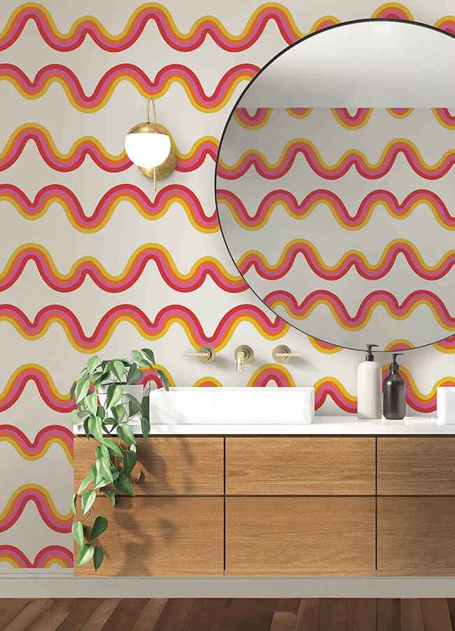 Beverly Slopes Pink Peel and Stick Wallpaper - York Wallcoverings - VGS6435 - York Wallcoverings Wallpaper