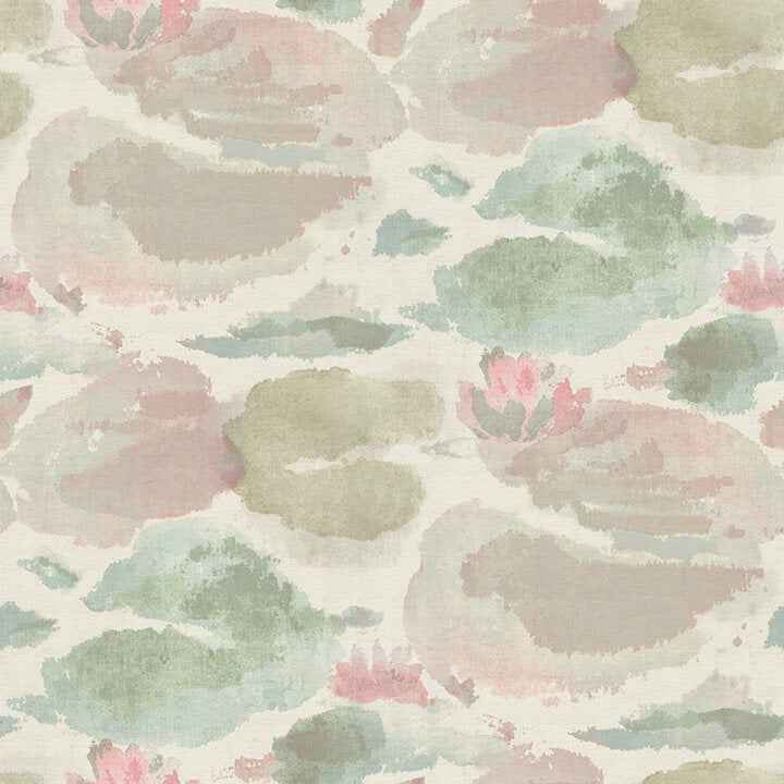 Water Lily Blush and Teal Peel and Stick Wallpaper - York Wallcoverings - NUS6418