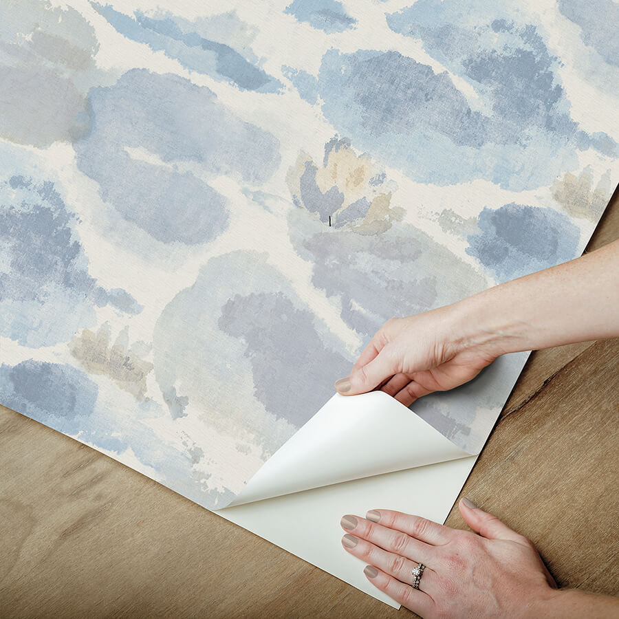 water-lily-blue-peel-and-stick-wallpaper-york-wallcoverings-nus6419 - York Wallcoverings Wallpaper