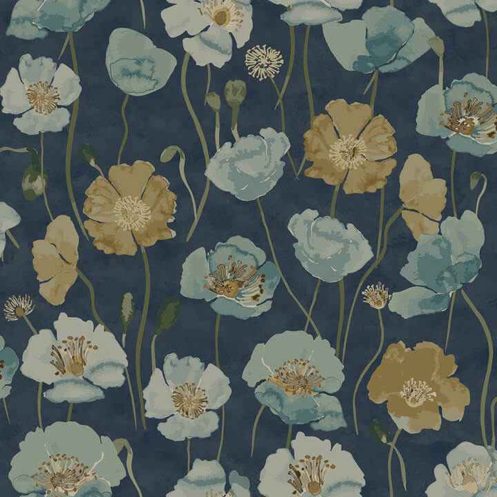 Adelia Indigo Peel & Stick Wallpaper - York Wallcoverings - NUS6429 - York Wallcoverings Wallpaper