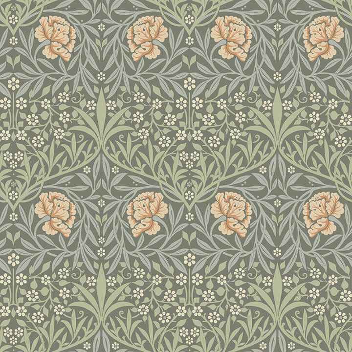Oxford Union Grey Floral Vines Wallpaper - York Wallcoverings - 4171-82046