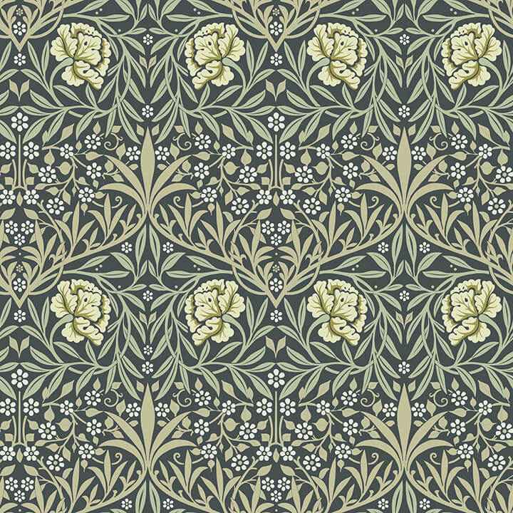 Oxford Union Sea Green Floral Vines Wallpaper - York Wallcoverings - 4171-82047