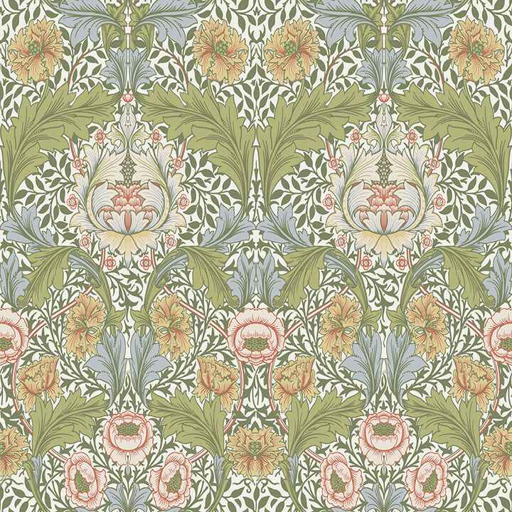 Myrtle Green Floral Ogee Wallpaper - York Wallcoverings - 4171-82058