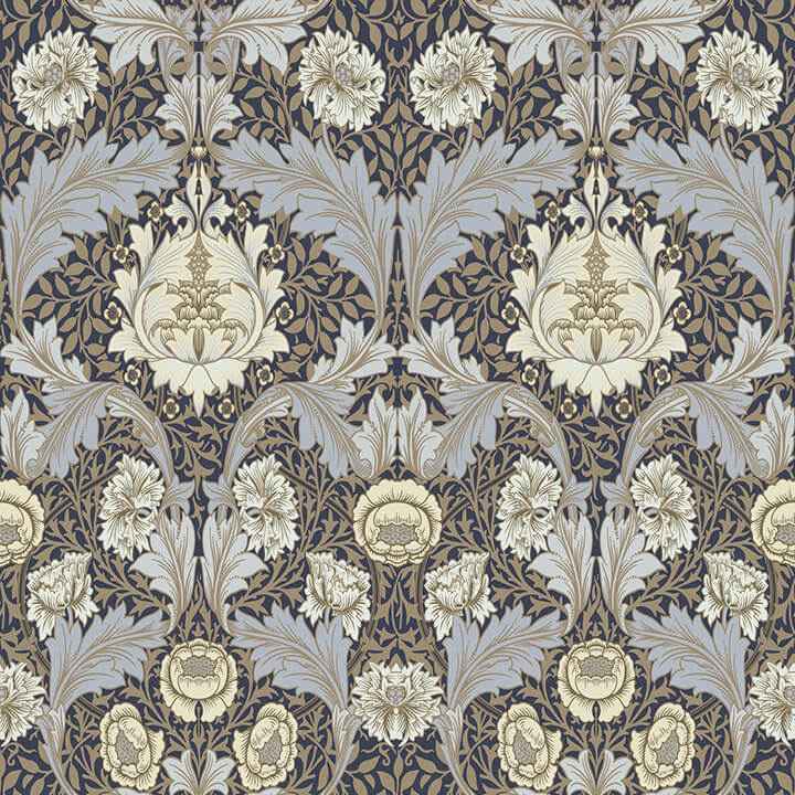 Myrtle Blue Floral Ogee Wallpaper - York Wallcoverings - 4171-82061