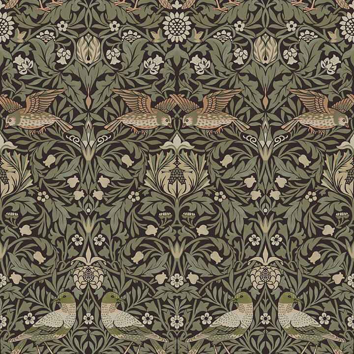 Bird Brown Floral Thicket Wallpaper - York Wallcoverings - 4171-82064