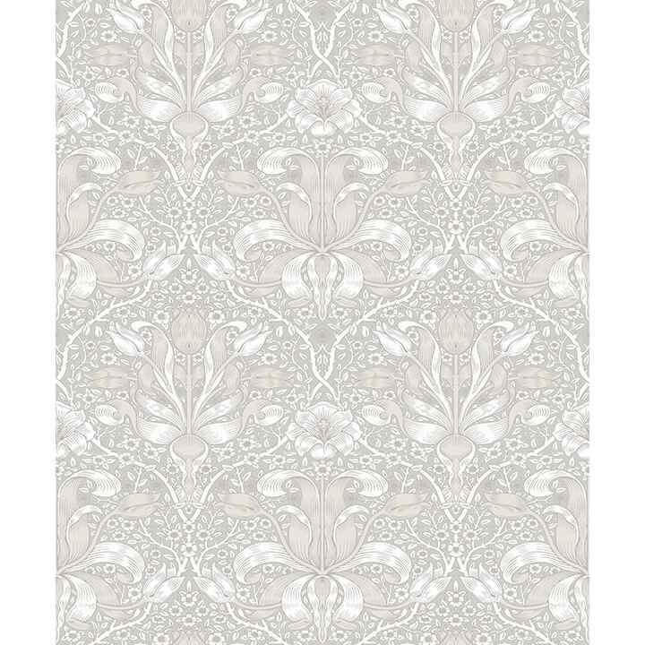Spring Thicket Dove Tulip Damask Wallpaper - York Wallcoverings - 4171-82065