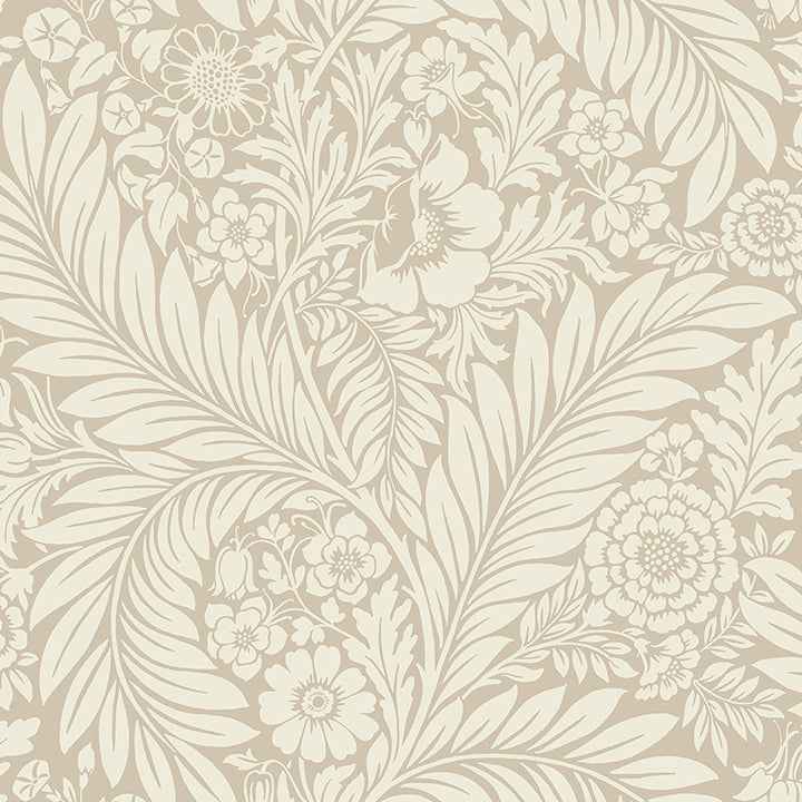 Florence Neutral Leaf Wallpaper - York Wallcoverings - BG722 - York Wallcoverings Wallpaper