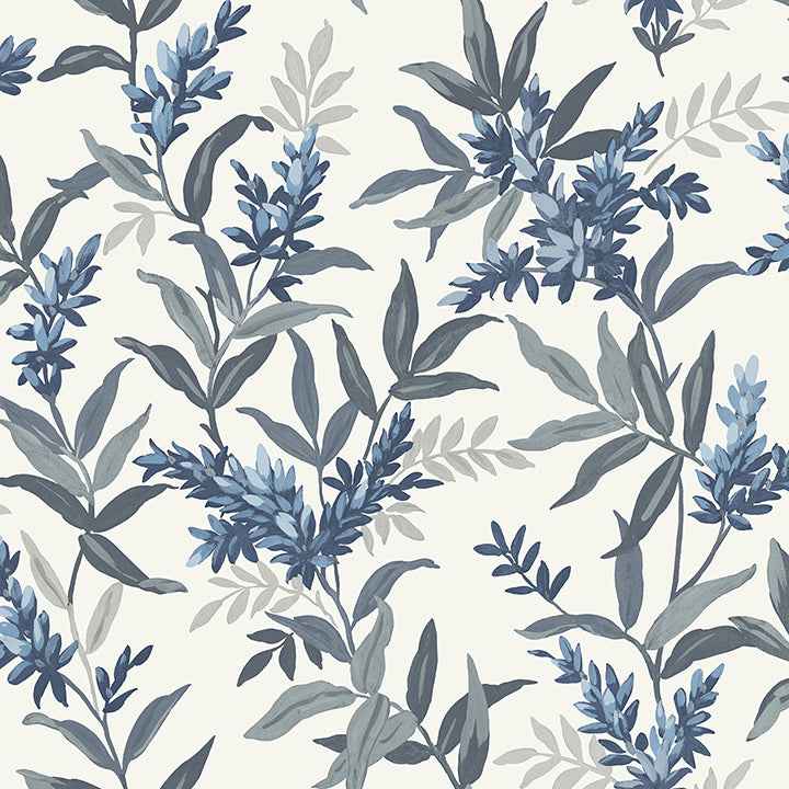 Olivia Blue Floral Wallpaper - York Wallcoverings - BG5905 - York Wallcoverings Wallpaper
