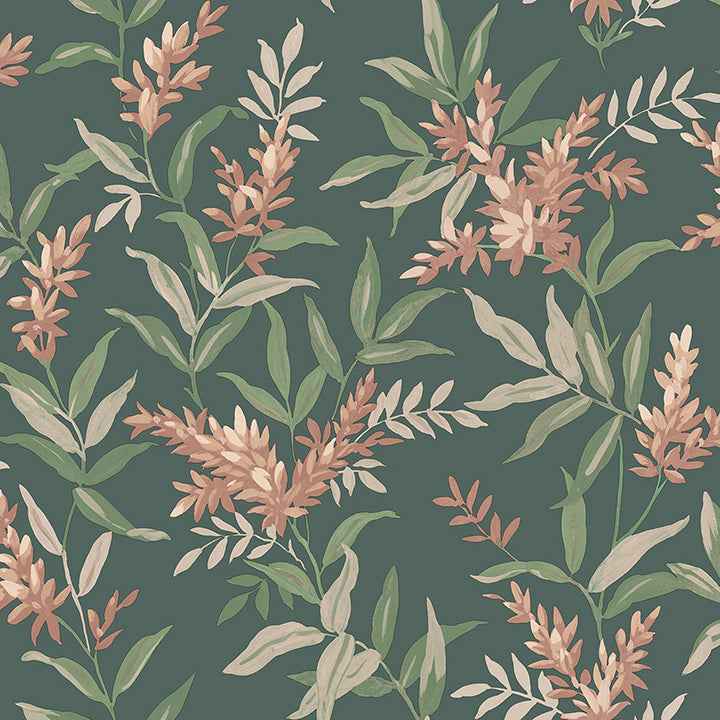 Olivia Dark Green Floral Wallpaper - York Wallcoverings - BG5906 - York Wallcoverings Wallpaper