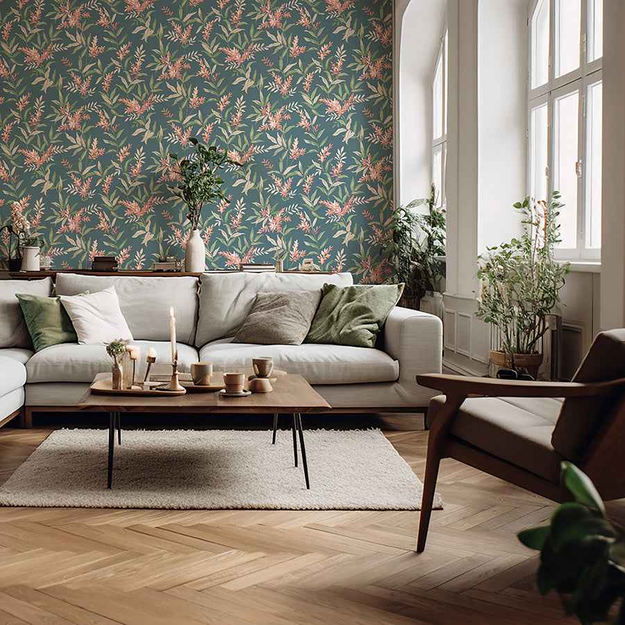 Olivia Dark Green Floral Wallpaper - York Wallcoverings - BG5906 - York Wallcoverings Wallpaper