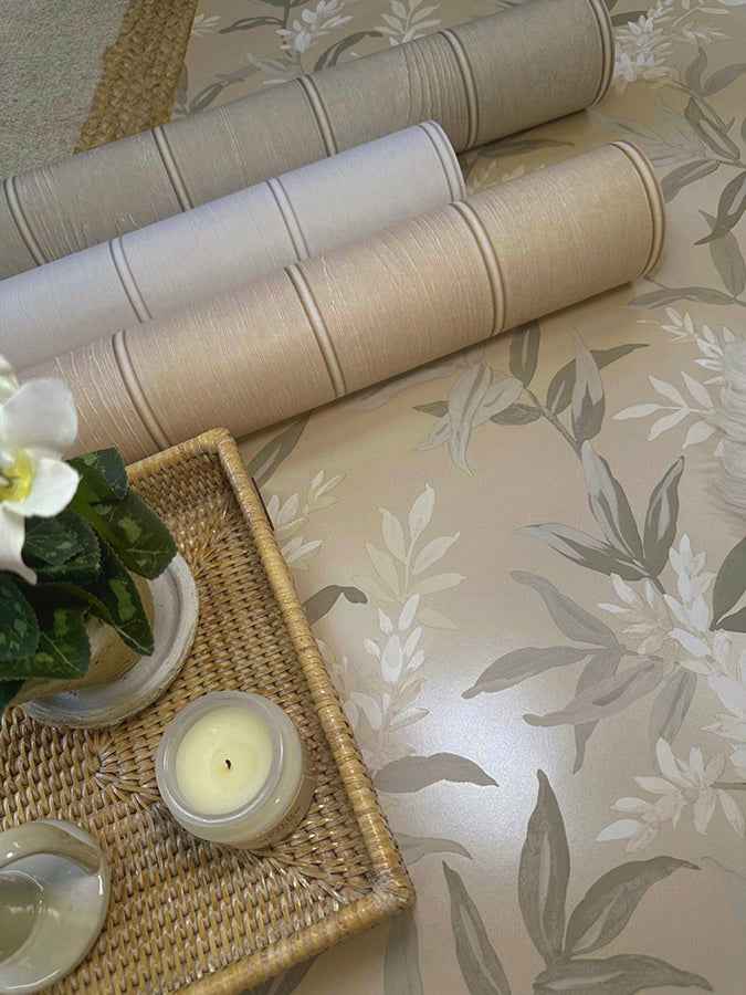 Olivia Beige Floral Wallpaper - York Wallcoverings - BG5908 - York Wallcoverings Wallpaper