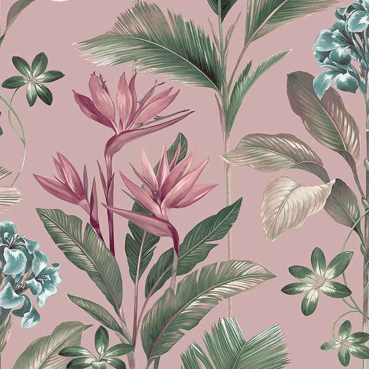 Oliana Pink Floral Wallpaper - York Wallcoverings - BG8485