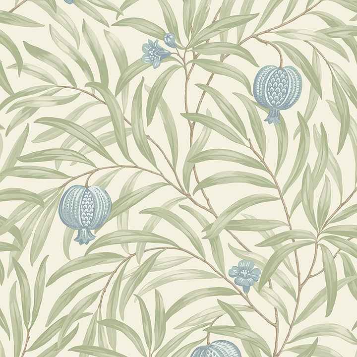 Elena Blue Pomegranate Wallpaper - York Wallcoverings - BG9611 - York Wallcoverings Wallpaper