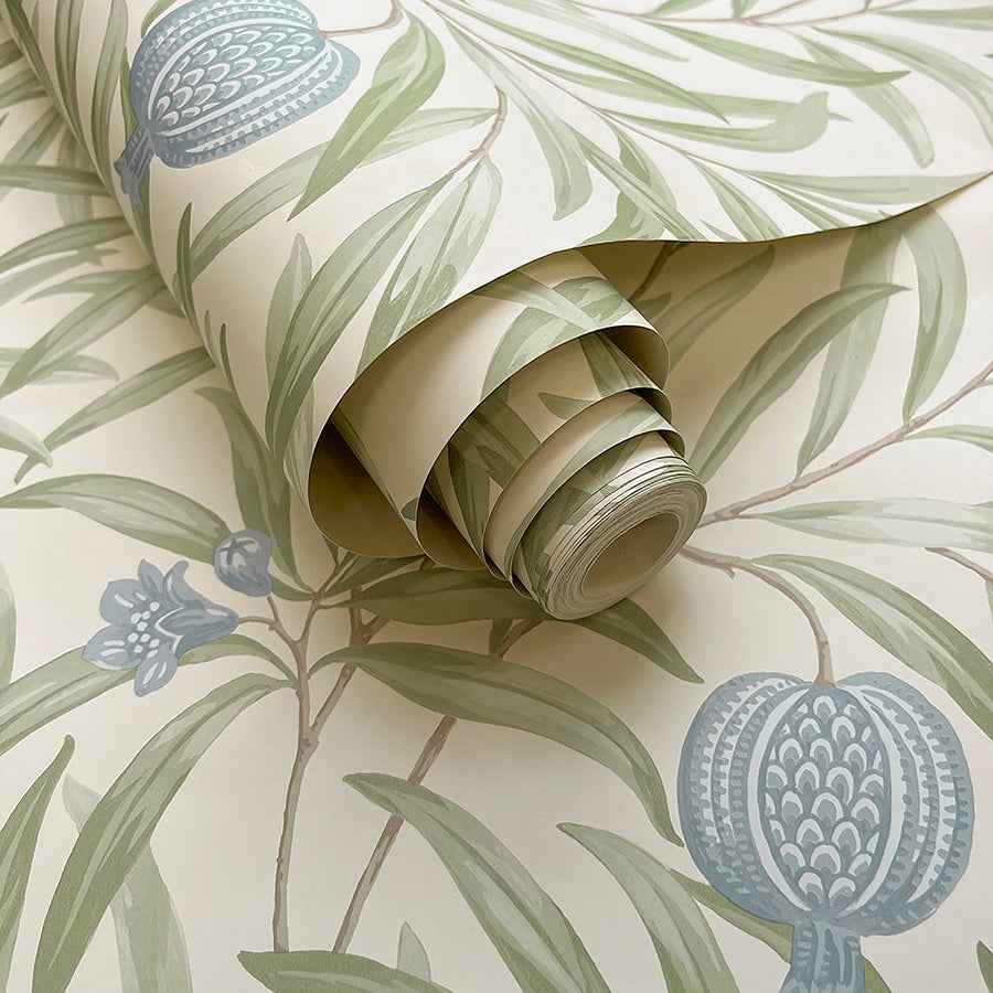 Elena Blue Pomegranate Wallpaper - York Wallcoverings - BG9611 - York Wallcoverings Wallpaper