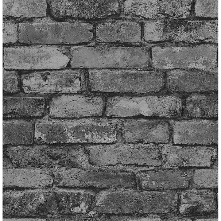 Davis Charcoal Rustic Brick Wallpaper - York Wallcoverings - FD31284