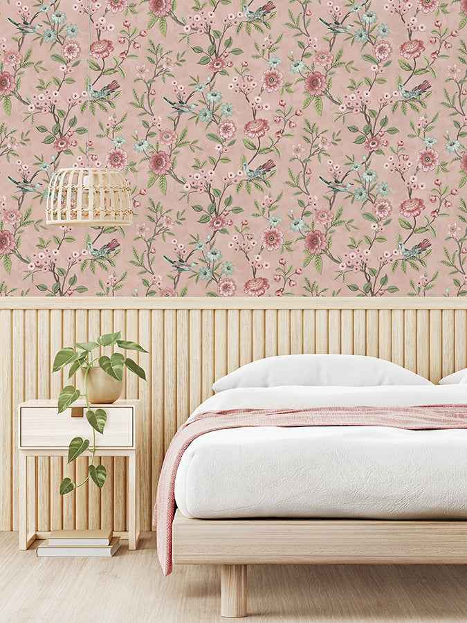 Elspeth Pink Floral Trail Wallpaper - York Wallcoverings - FD43445 - York Wallcoverings Wallpaper