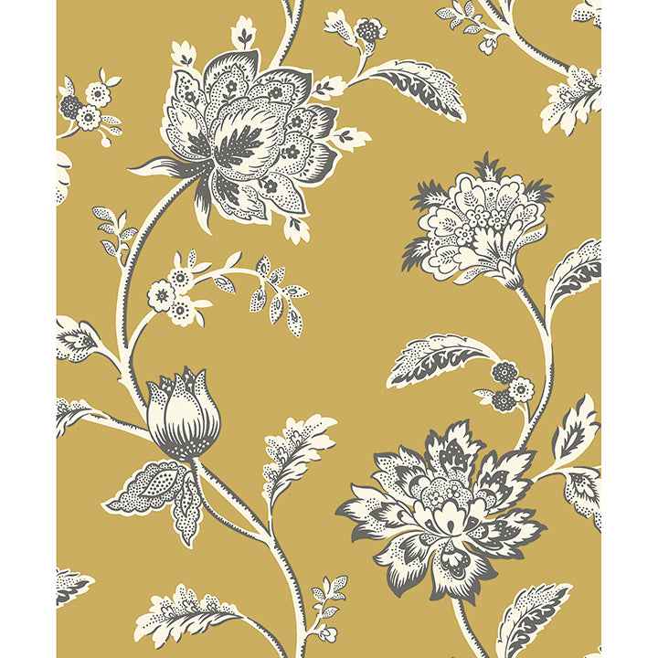 Juliette Mustard Jacobean Wallpaper - York Wallcoverings - FD43450