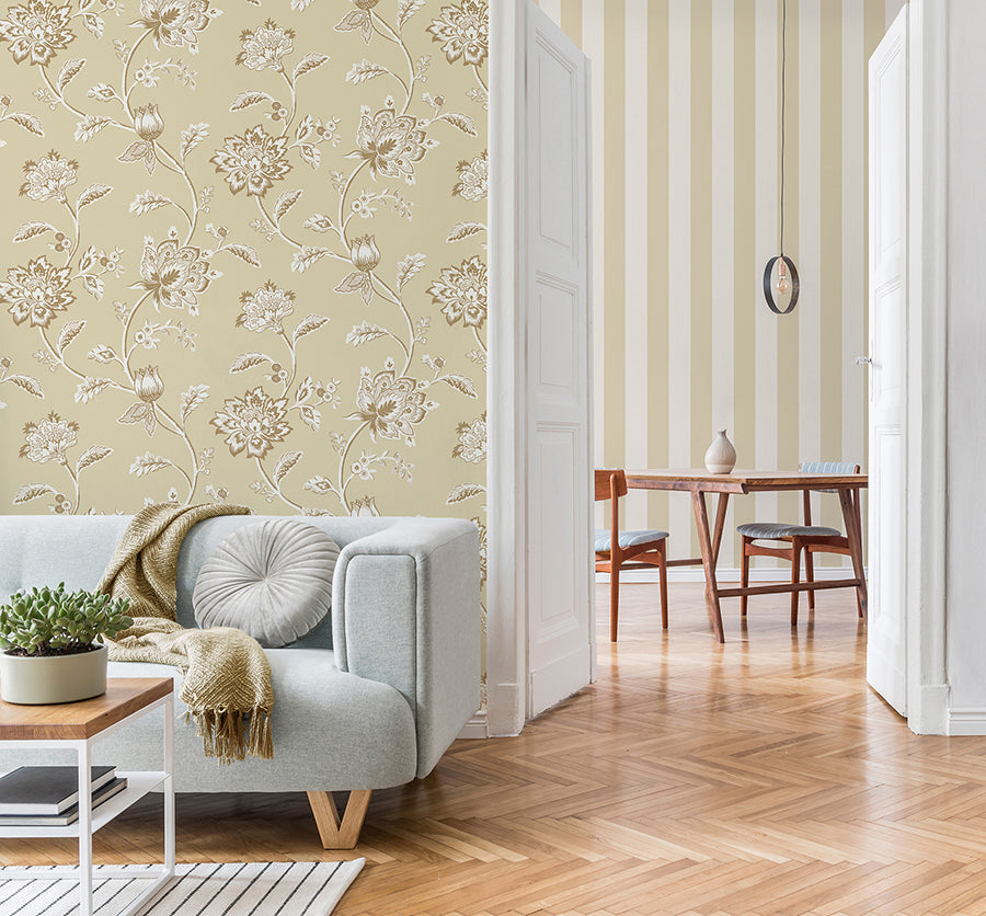 juliette-light-yellow-jacobean-wallpaper-york-wallcoverings-fd43452 - York Wallcoverings Wallpaper