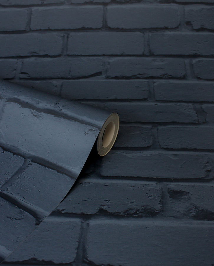 alpin-navy-painted-brick-wallpaper-york-wallcoverings-fd43602 - York Wallcoverings Wallpaper