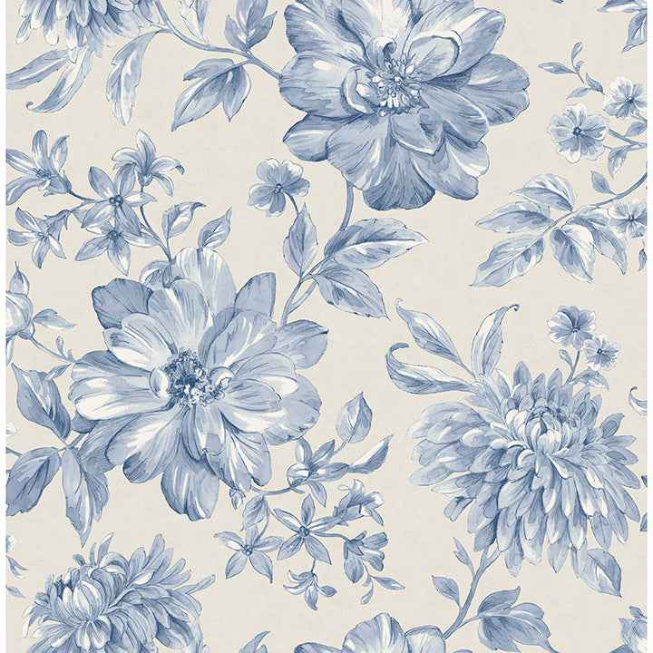 Gabriela Blue Floral Wallpaper - York Wallcoverings - FD43610