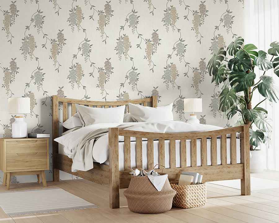 Aisla Neutral Wisteria Wallpaper - York Wallcoverings - FD43673 - York Wallcoverings Wallpaper