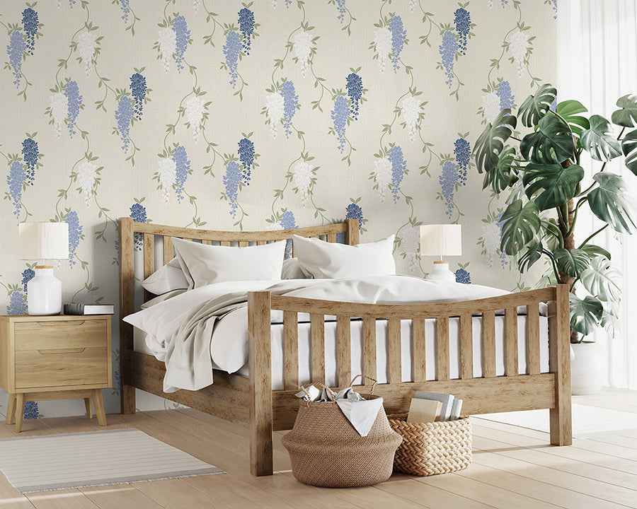 Aisla Blue Wisteria Wallpaper - York Wallcoverings - FD43674 - York Wallcoverings Wallpaper
