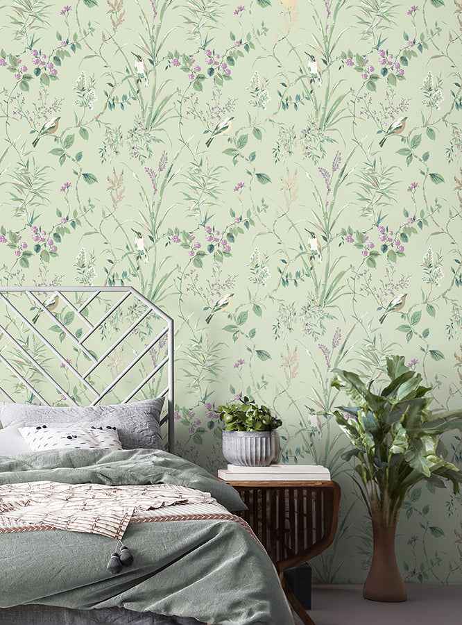 Mariko Sage Botanical Wallpaper - York Wallcoverings - M1552 - York Wallcoverings Wallpaper