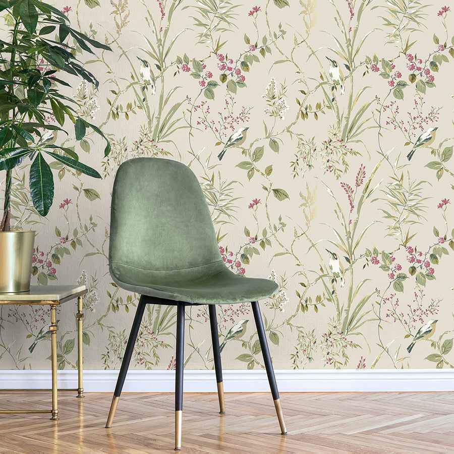 Mariko Neutral Botanical Wallpaper - York Wallcoverings - M1855 - York Wallcoverings Wallpaper
