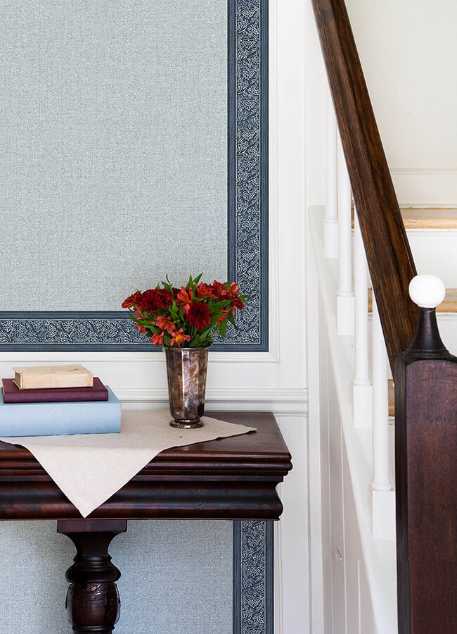 carved-floral-blue-trim-wall-border-york-wallcoverings-4148-14502 - York Wallcoverings Wallpaper