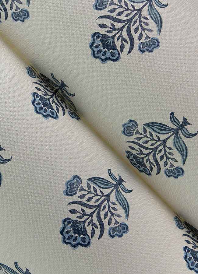 Hollyhock Blue Floral Crest Wallpaper - York Wallcoverings - 4148-27417 - York Wallcoverings Wallpaper