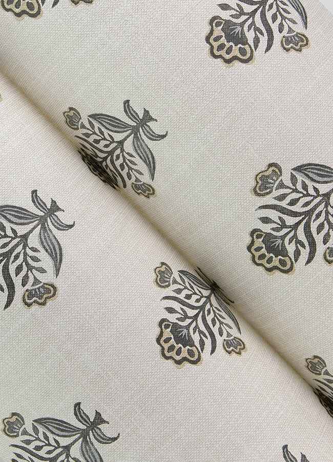 Hollyhock Black Floral Crest Wallpaper - York Wallcoverings - 4148-27418 - York Wallcoverings Wallpaper