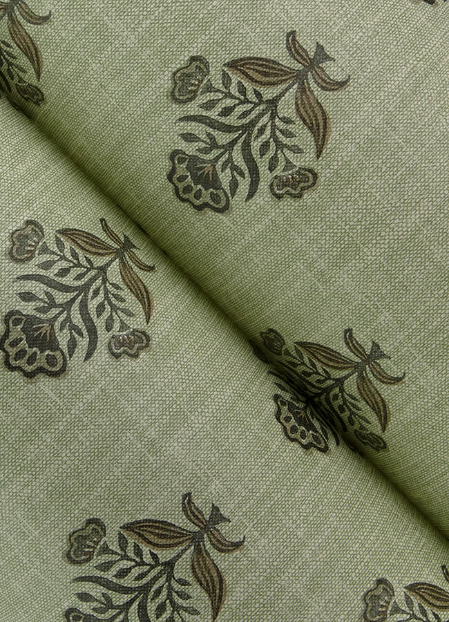 hollyhock-green-floral-crest-wallpaper-york-wallcoverings-4148-27419 - York Wallcoverings Wallpaper