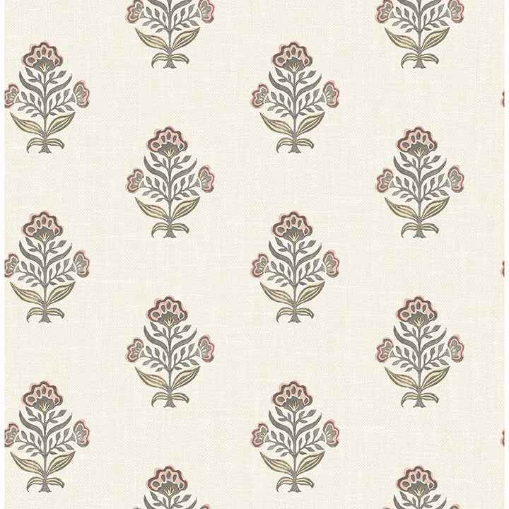 Hollyhock Rust Floral Crest Wallpaper - York Wallcoverings - 4148-27420 - York Wallcoverings Wallpaper