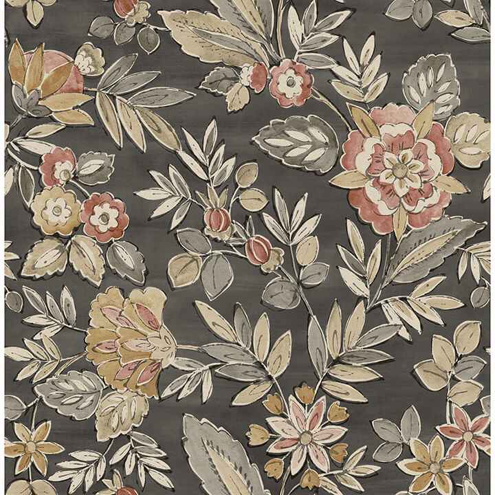 Begonia Black Floral Trail Wallpaper - York Wallcoverings - 4148-27421