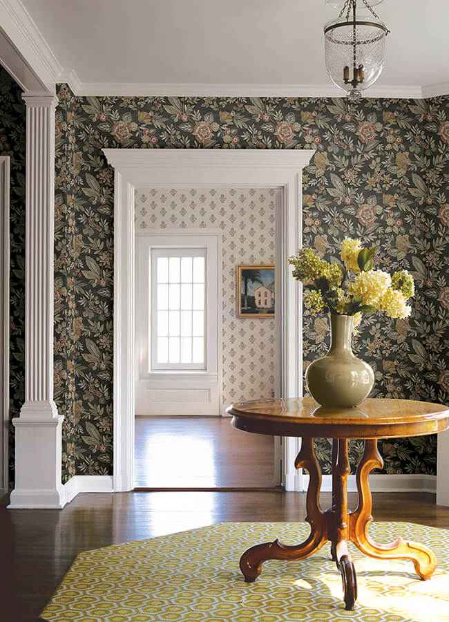 Begonia Black Floral Trail Wallpaper - York Wallcoverings - 4148-27421 - York Wallcoverings Wallpaper