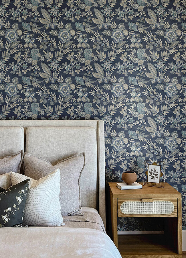 begonia-indigo-floral-trail-wallpaper-york-wallcoverings-4148-27422 - York Wallcoverings Wallpaper
