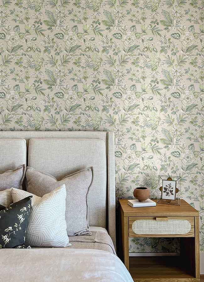 Begonia Sea Green Floral Trail Wallpaper - York Wallcoverings - 4148-27424 - York Wallcoverings Wallpaper