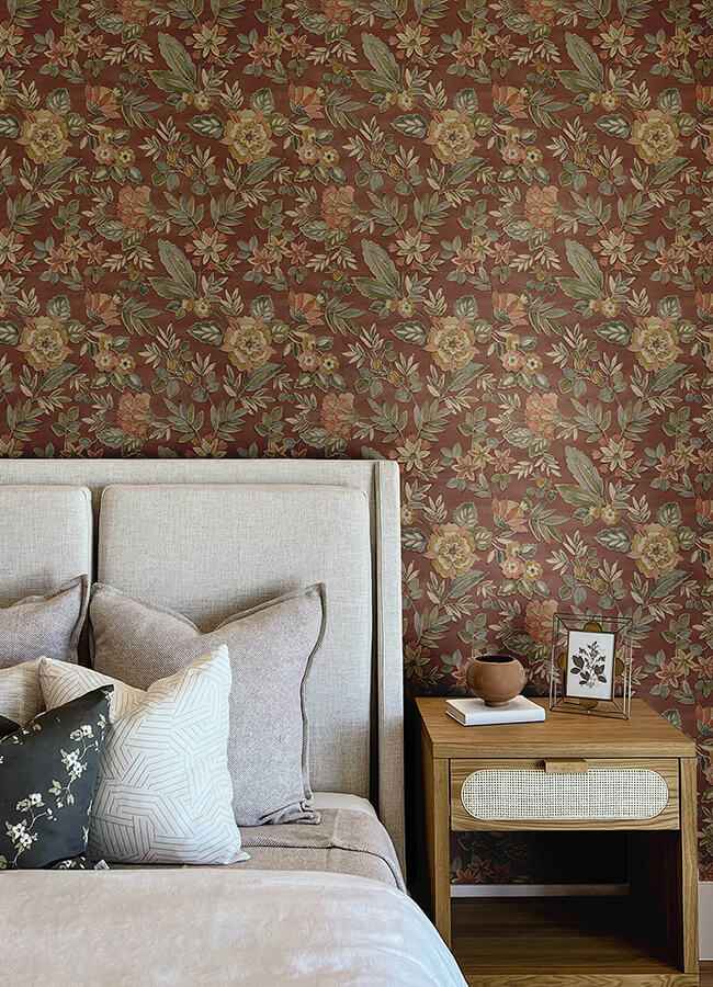 Begonia Red Floral Trail Wallpaper - York Wallcoverings - 4148-27425 - York Wallcoverings Wallpaper