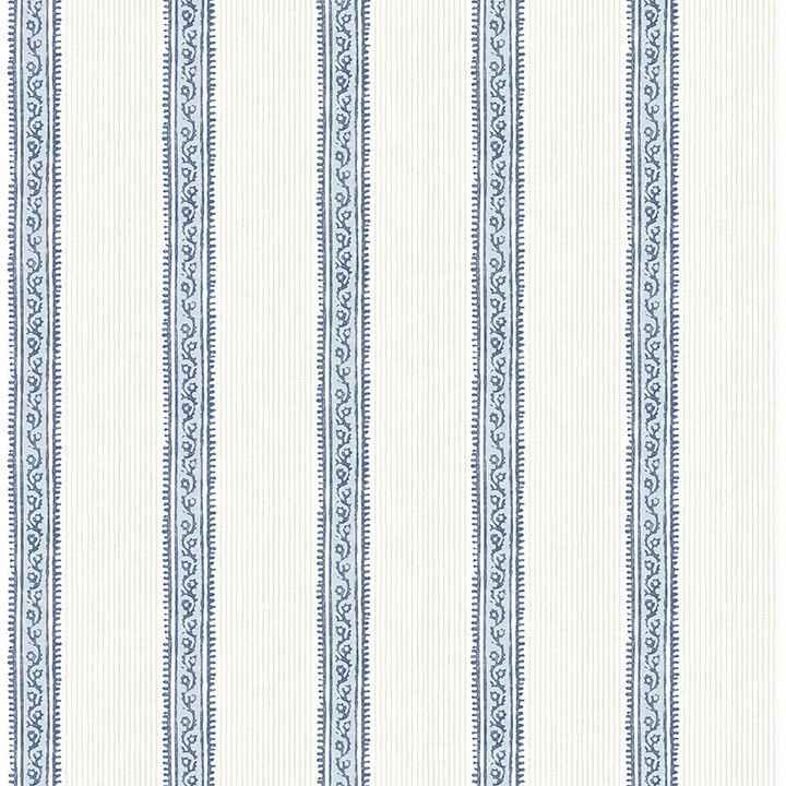 Mandevilla Blue Vine Stripe Wallpaper - York Wallcoverings - 4148-27428 - York Wallcoverings Wallpaper