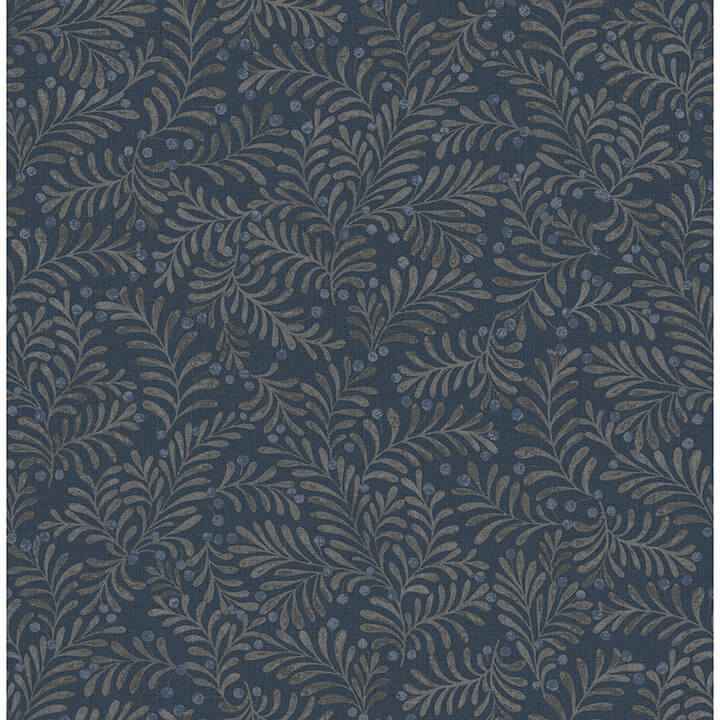Chrysantha Navy Berry Branches Wallpaper - York Wallcoverings - 4148-27443 - York Wallcoverings Wallpaper