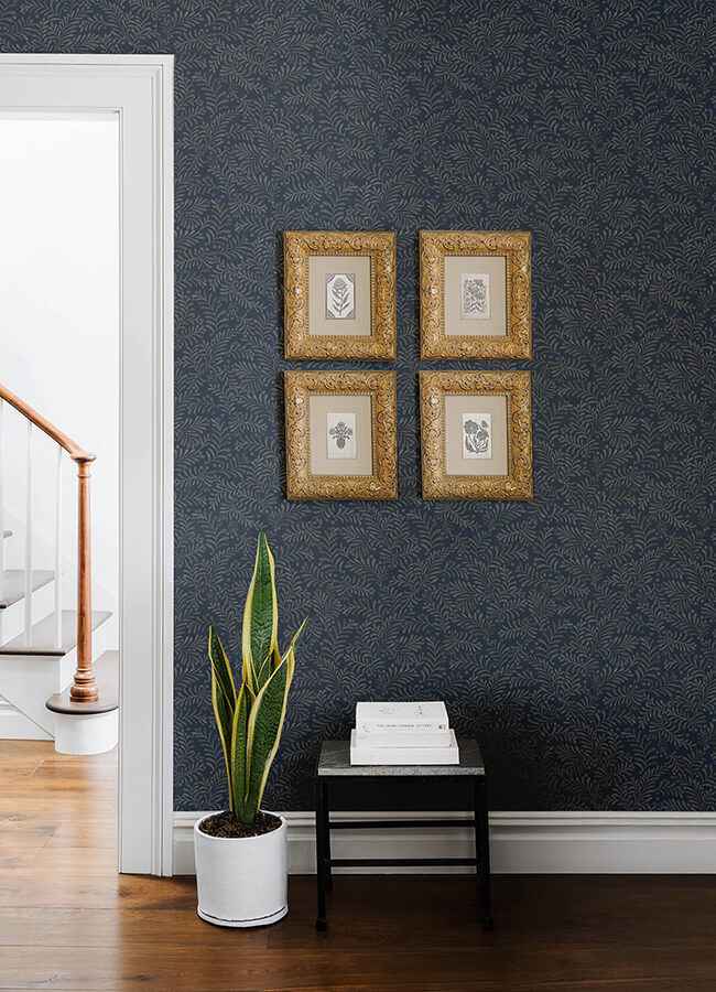 Chrysantha Navy Berry Branches Wallpaper - York Wallcoverings - 4148-27443 - York Wallcoverings Wallpaper