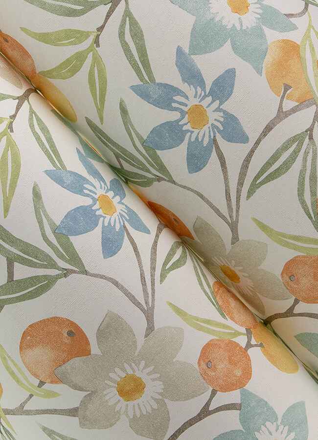 Passiflora Apricot Fruit and Floral Wallpaper - York Wallcoverings - 4148-27449 - York Wallcoverings Wallpaper