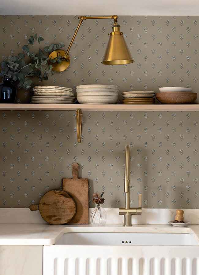 Surdiva Stone Floral Fan Wallpaper - York Wallcoverings - 4148-27460 - York Wallcoverings Wallpaper