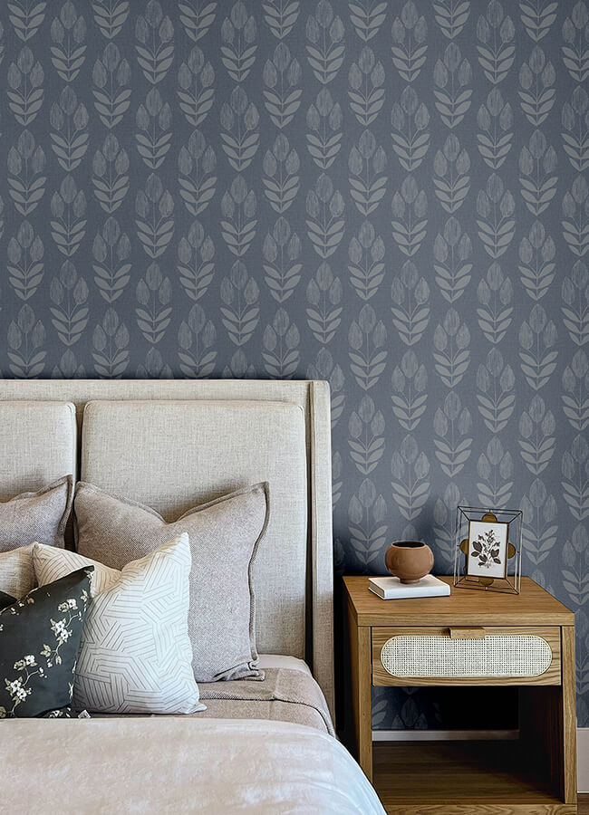 garland-denim-block-tulip-wallpaper-york-wallcoverings-4148-27473 - York Wallcoverings Wallpaper