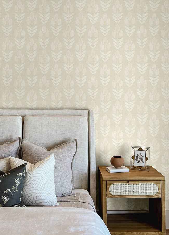 Garland Khaki Block Tulip Wallpaper - York Wallcoverings - 4148-27474 - York Wallcoverings Wallpaper
