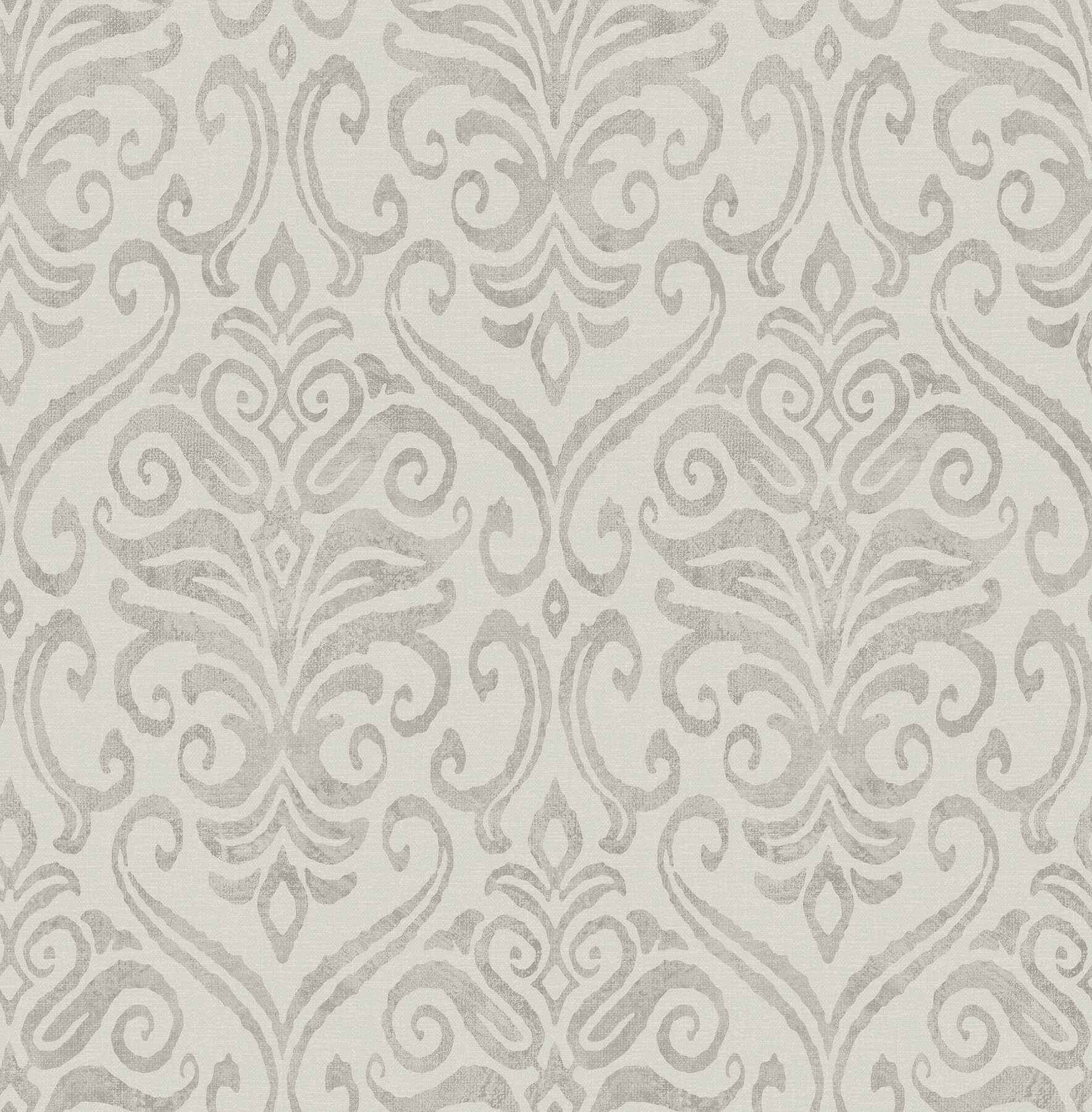 Adavu Grey Damask Wallpaper - York Wallcoverings - 4148-27439
