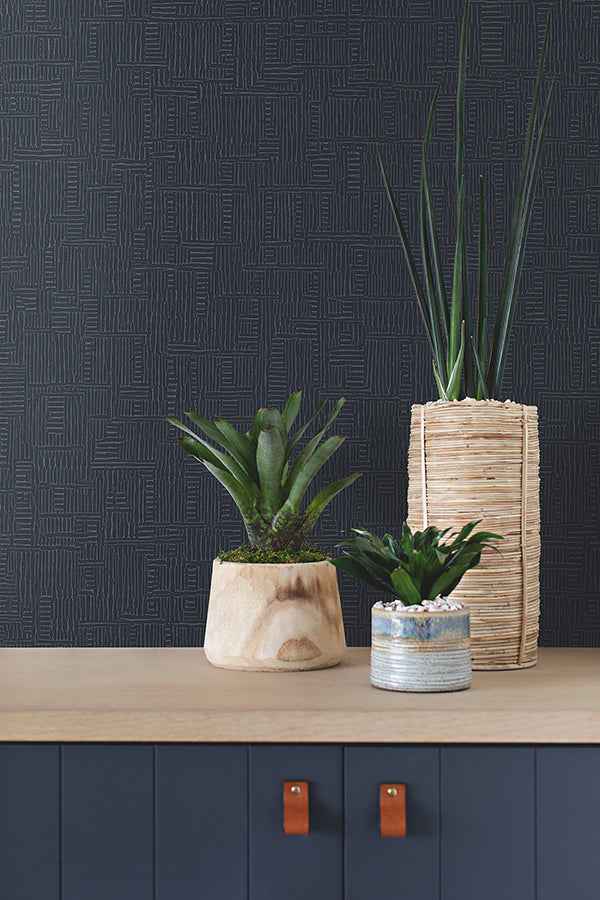 Chiseled Navy Abstract Wallpaper - York Wallcoverings - 4178-4402 - York Wallcoverings Wallpaper
