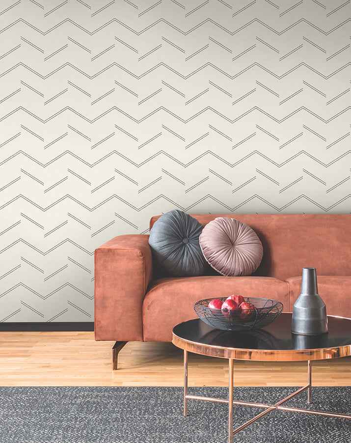 Aviator Ivory Abstract Chevron Wallpaper - York Wallcoverings - 4178-4436 - York Wallcoverings Wallpaper